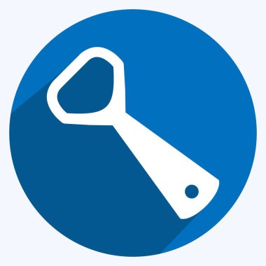 Yumuşak mavi arkaplanda izole edilmiş modaya uygun uzun gölge biçiminde şişe açıcı simgesi