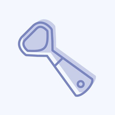 Şişe Açıcı Simgesi yumuşak mavi arkaplanda izole edilmiş iki ton tarzında