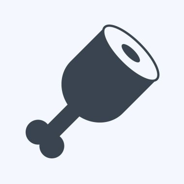 Yumuşak mavi arkaplanda izole edilmiş modaya uygun kabartma biçiminde pişirilmiş jambon simgesi