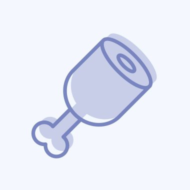 Pişmiş Jambon Simgesi: Yumuşak mavi arkaplanda izole edilmiş iki ton biçimi