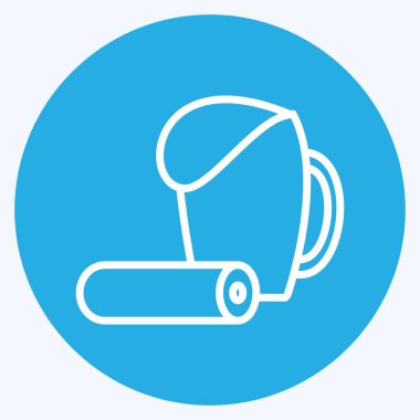 Gıda ve Bira Simgesi son moda mavi gözler tarzında yumuşak mavi arka planda izole edilmiş