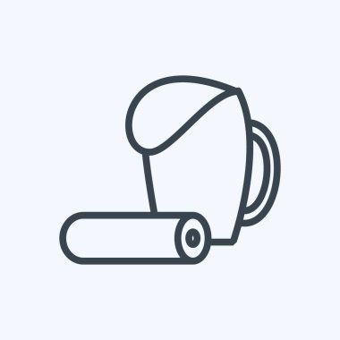 Gıda ve Bira Simgesi, yumuşak mavi arkaplanda izole edilmiş moda çizgisi tarzında