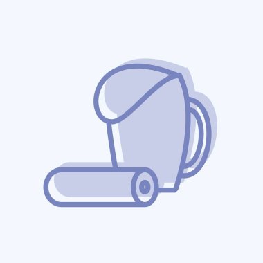 Gıda ve Bira Simgesi yumuşak mavi arkaplanda izole edilmiş iki ton tarzında