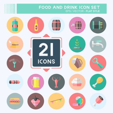 Gıda ve İçecek Simgesi Yumuşak mavi arka planda izole edilmiş modaya uygun düz bir şekilde ayarlandı