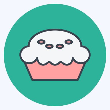 Yumuşak mavi arkaplanda izole edilmiş moda renk arkadaşı biçiminde Pie Simgesi