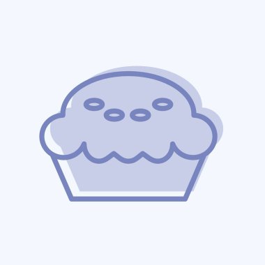 Yumuşak mavi arkaplanda izole edilmiş iki ton biçiminde Pasta Simgesi