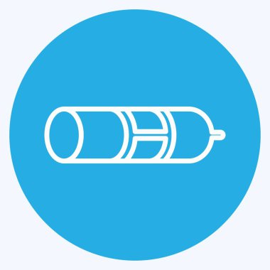 Yumuşak mavi arkaplanda izole edilmiş modaya uygun mavi gözlü salam simgesi