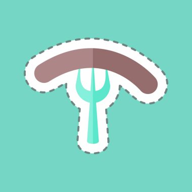 Moda satırında sosis üzerine sosis mavi arkaplanda izole edildi