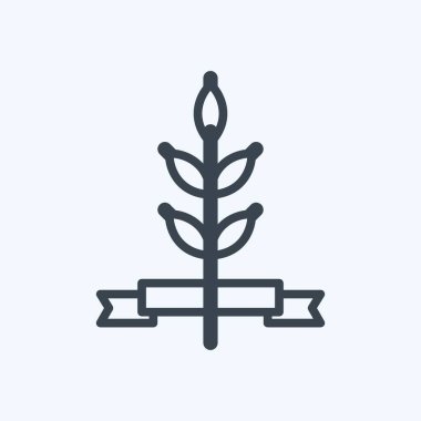 Yumuşak mavi arkaplanda izole edilmiş buğday simgesi moda satır biçimi