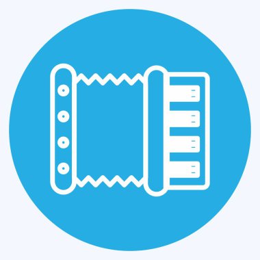 Yumuşak mavi arkaplanda izole edilmiş, modaya uygun mavi gözlü akordiyon simgesi