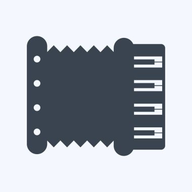 Yumuşak mavi arkaplanda izole edilmiş modaya uygun kabartma biçimindeki akordiyon simgesi