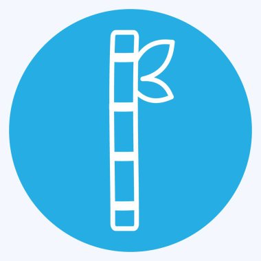 Yumuşak mavi arkaplanda izole edilmiş, modaya uygun mavi gözlü Bambu Çubuk Simgesi