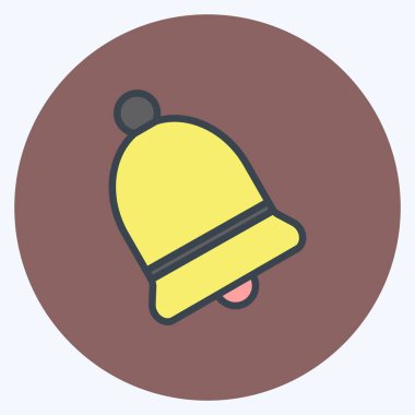 Çan Simgesi yumuşak mavi arkaplanda izole edilmiş moda renk eşi biçimi