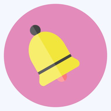 Çan Simgesi yumuşak mavi arkaplanda izole edilmiş düz stil