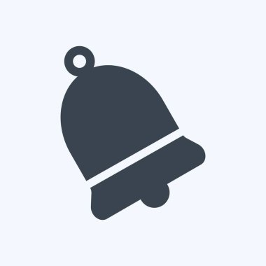 Yumuşak mavi arkaplanda izole edilmiş moda kabartma biçimindeki çan simgesi simgesi