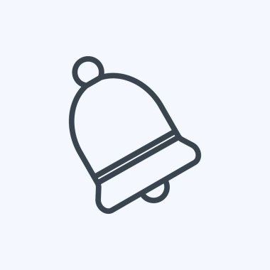 Çan Simgesi yumuşak mavi arkaplanda izole edilmiş moda satır biçimi