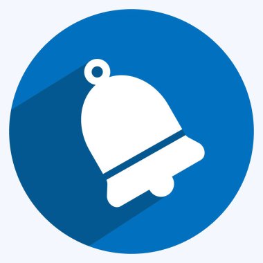 Çan Simgesi yumuşak mavi arkaplanda izole edilmiş modaya uygun uzun gölge biçimi