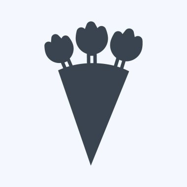 Modaya uygun kabartma biçiminde buket Simgesi yumuşak mavi arkaplanda izole