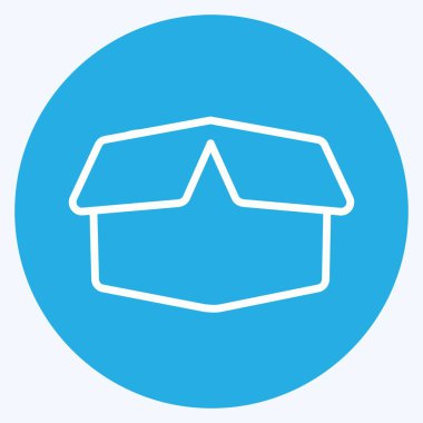 Yumuşak mavi arkaplanda izole edilmiş modaya uygun mavi gözlü simge