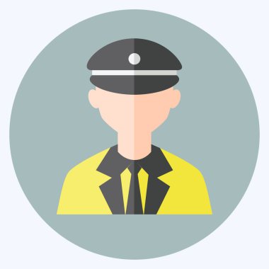 Taksi sürücüsü simgesi yumuşak mavi arkaplanda izole edilmiş modaya uygun düz stil