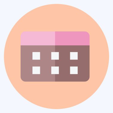 Yumuşak mavi arkaplanda izole edilmiş modaya uygun düz biçimdeki takvim simgesi