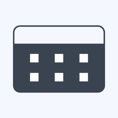 Yumuşak mavi arkaplanda izole edilmiş modaya uygun kabartma biçimindeki Takvim Simgesi