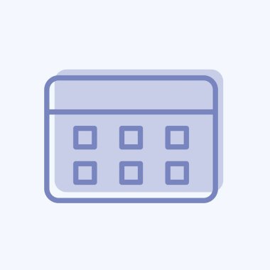 Yumuşak mavi arkaplanda izole edilmiş iki ton biçiminde Takvim Simgesi