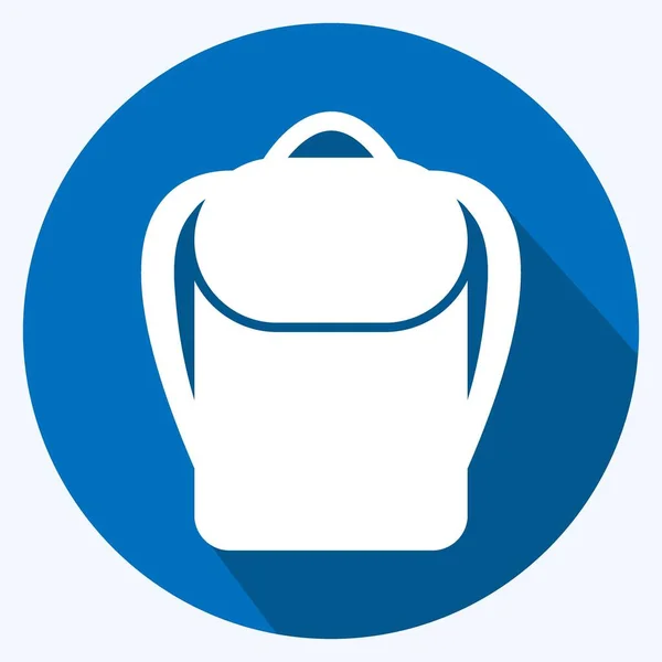 Mochila Icono Estilo Sombra Larga Moda Aislado Sobre Fondo Azul — Archivo Imágenes Vectoriales