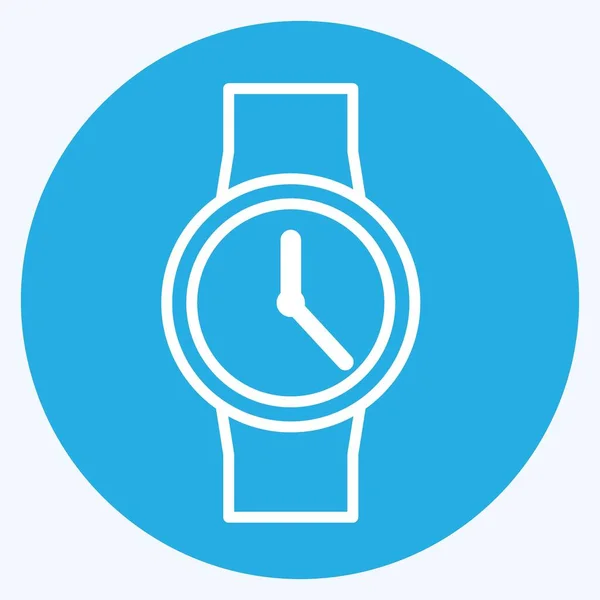 Casual Watch Icon Trendy Blue Eyes Style Isolated Soft Blue — стоковый вектор