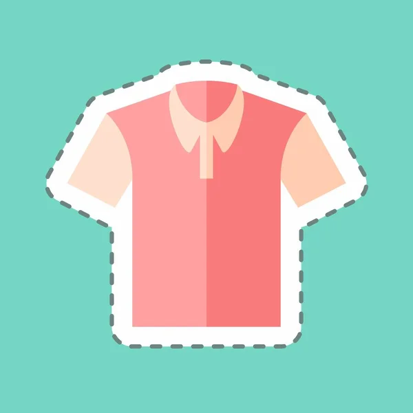 Casual Shirt Sticker Trendy Line Cut Isolated Blue Background — стоковый вектор