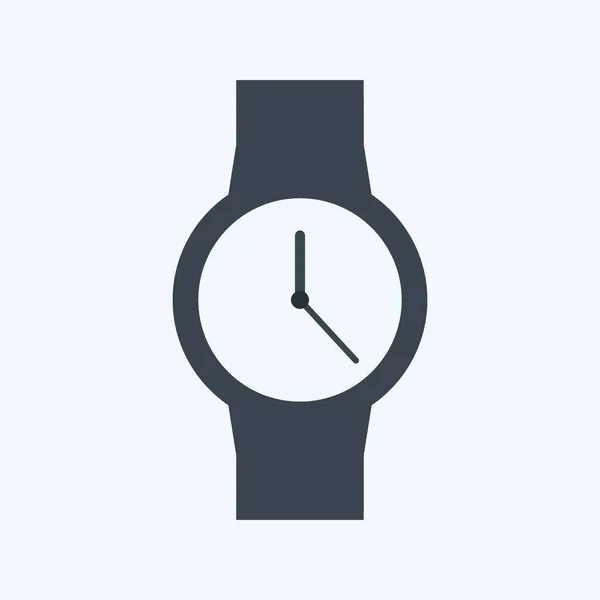 Reloj Casual Icono Estilo Glifo Moda Aislado Sobre Fondo Azul — Vector de stock