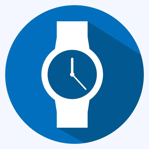 Casual Watch Icon Μοντέρνο Στυλ Μακριάς Σκιάς Απομονωμένο Μαλακό Μπλε — Διανυσματικό Αρχείο