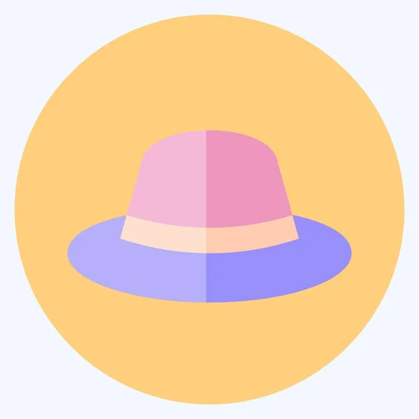 Sombrero Icono Estilo Plano Moda Aislado Sobre Fondo Azul Suave — Archivo Imágenes Vectoriales