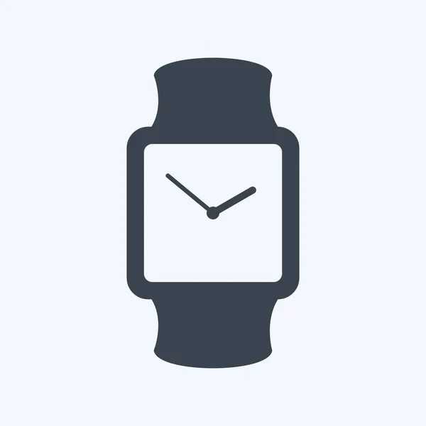 Stylish Watch Icon Trendy Glyph Style Isolated Soft Blue Background — Vettoriale Stock
