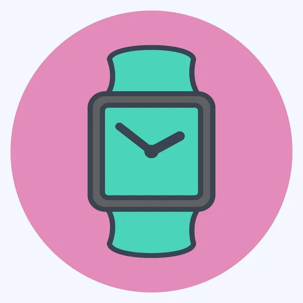 Stylish Watch Icon Trendy Color Mate Style Isolated Soft Blue — Wektor stockowy