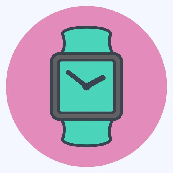 Icono Reloj Con Estilo Estilo Moda Mate Color Aislado Sobre — Archivo Imágenes Vectoriales