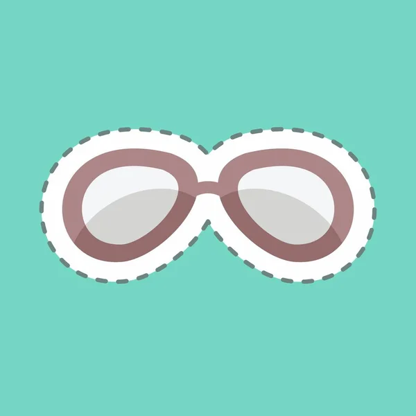 Vintage Glasses Sticker Trendy Lijn Gesneden Geïsoleerd Blauwe Achtergrond — Stockvector