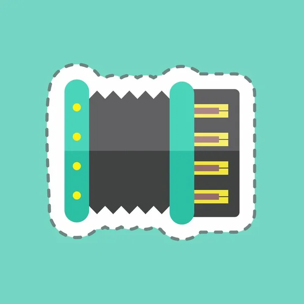Accordion Sticker Trendy Line Cut Isolated Blue Background — Archivo Imágenes Vectoriales