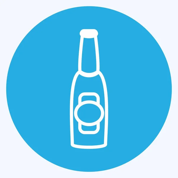 Bierflasche Icon Trendigen Blauen Augen Stil Isoliert Auf Weichem Blauen — Stockvektor