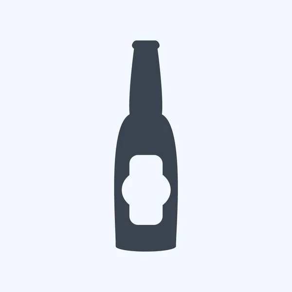 Beer Bottle Icon Trendy Glyph Style Isolated Soft Blue Background — Vetor de Stock