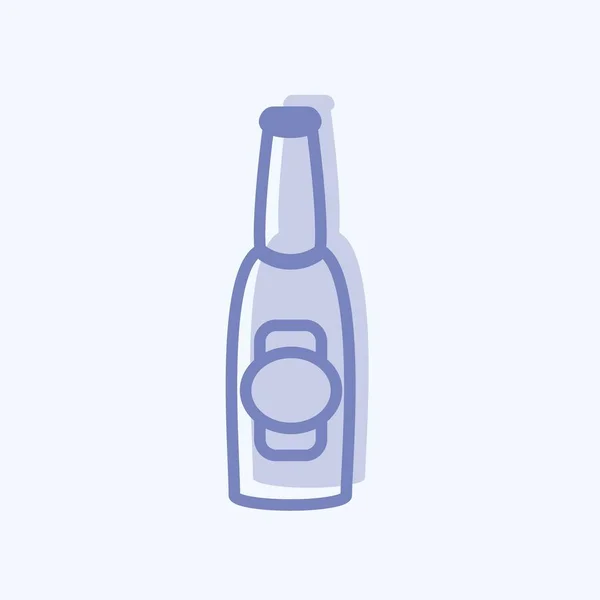 Pivo Láhev Ikona Módní Dvoubarevný Styl Izolované Měkkém Modrém Pozadí — Stockový vektor