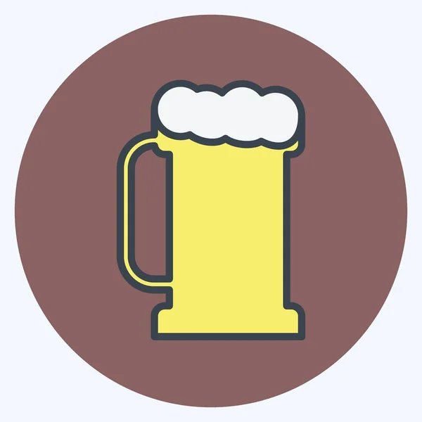 Pint Beer Icon Trendy Color Mate Style Isolated Soft Blue — Vettoriale Stock
