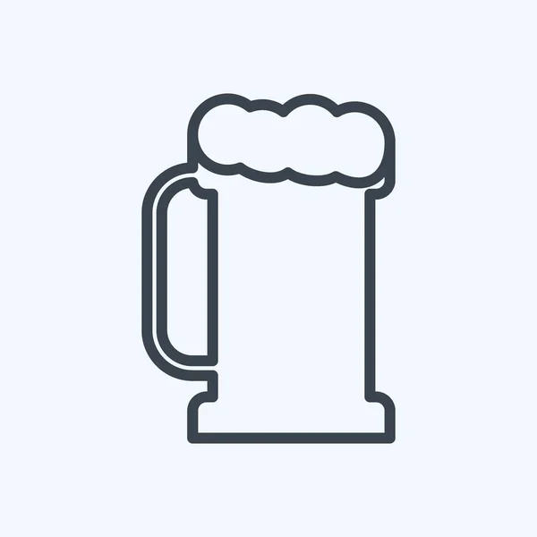 Pint Beer Icon Trendy Lijn Stijl Geïsoleerd Zachte Blauwe Achtergrond — Stockvector