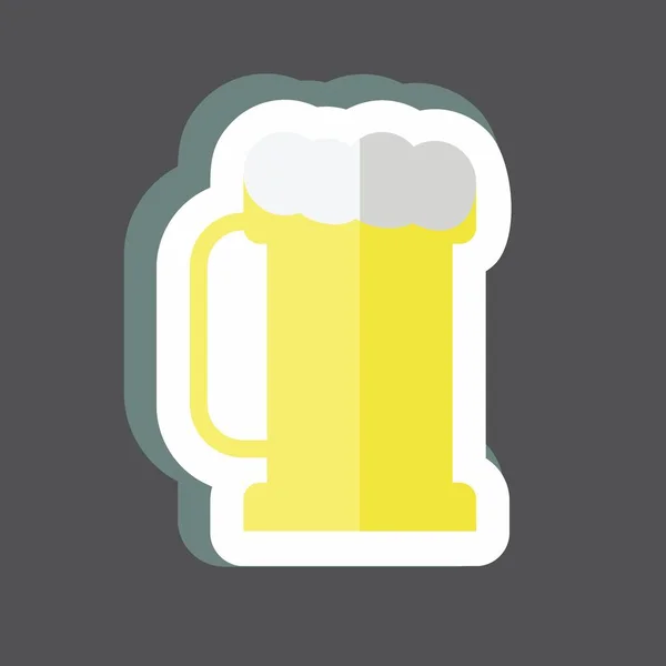 Pint Beer Sticker Trendy Isolated Black Background — Vettoriale Stock
