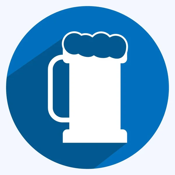 Pint Beer Icon Trendy Long Shadow Style Isolated Soft Blue — Vettoriale Stock