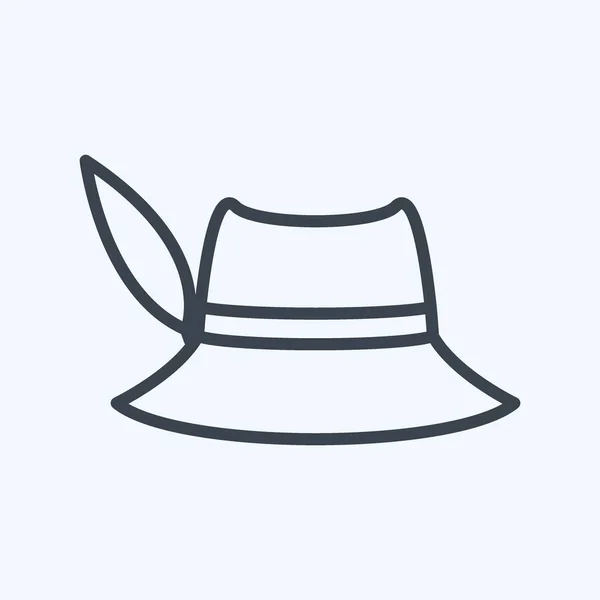 Sombrero Mujer Icono Estilo Línea Moda Aislado Sobre Fondo Azul — Vector de stock