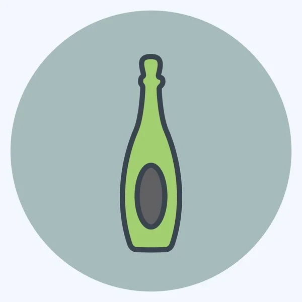 Bottle Icon Trendy Color Mate Style Isolated Soft Blue Background — Vetor de Stock
