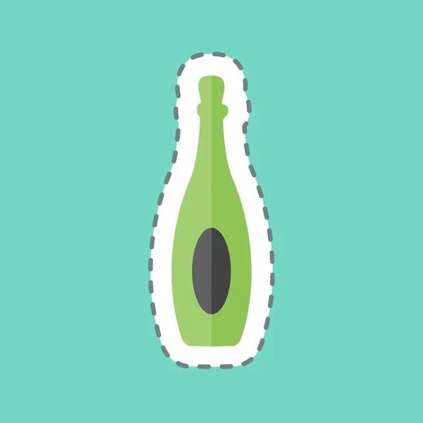 Bottle Sticker Trendy Line Cut Isolated Blue Background — Stock Vector