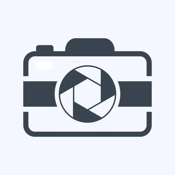 Camera Icon Trendy Glyph Style Isolated Soft Blue Background — Stockvektor