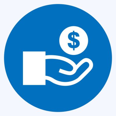 Nakit Simgesi, yumuşak mavi arka planda izole edilmiş uzun gölge tarzında. Nakit Simgesi yumuşak mavi arka planda izole edilmiş.